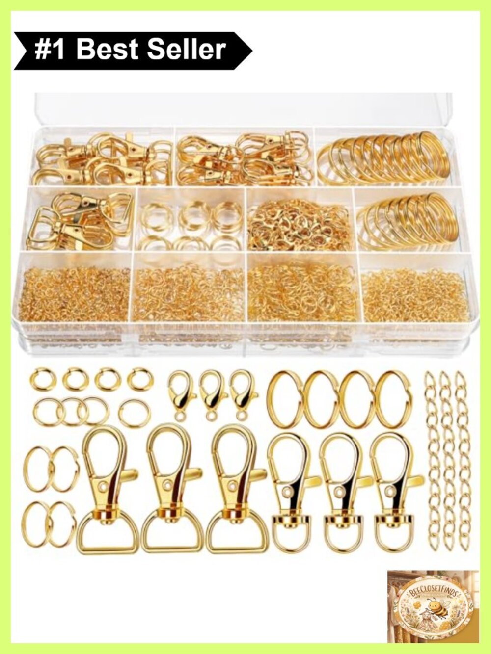 524PCS Keychain Making Kit Jewelry DIY Supplies Metal Clips Rings Jump Rings